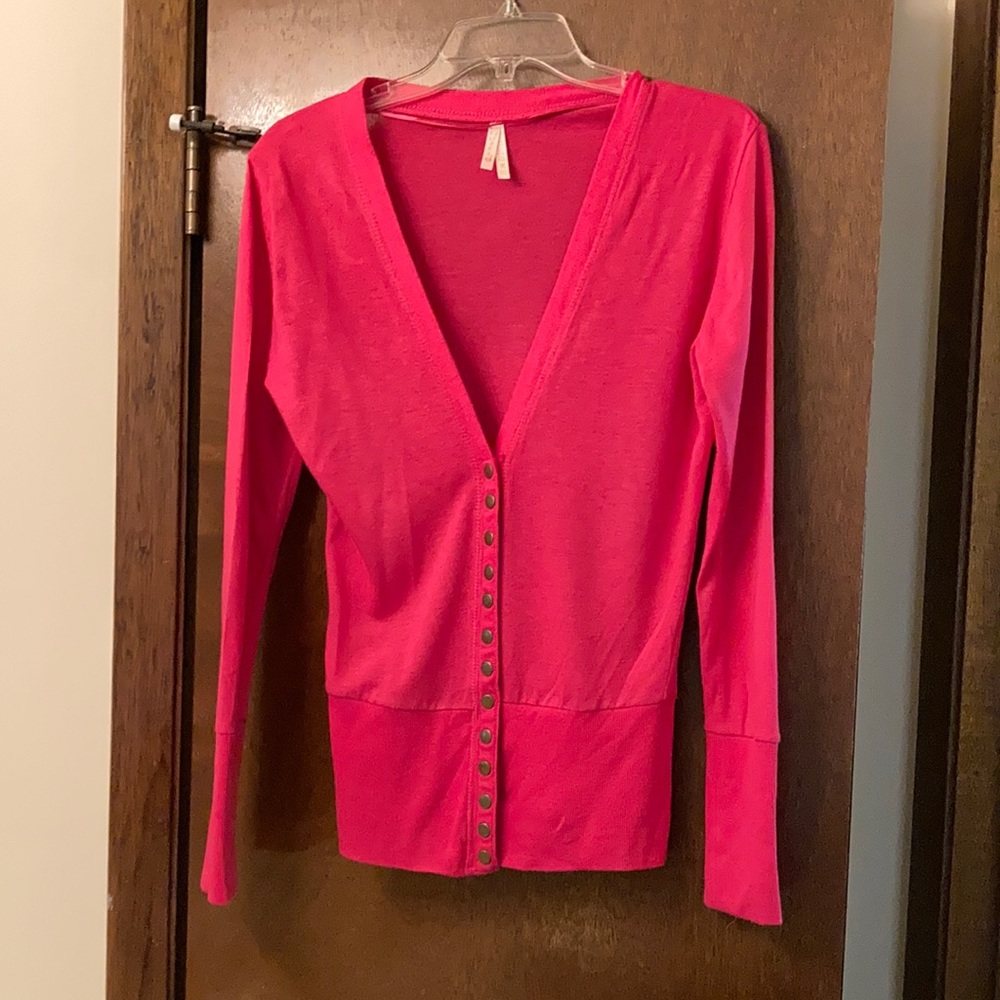 Pink Snap Col Story Cardigan